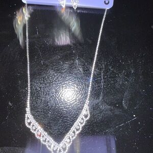 Delicate Silver Crystal V-Shape Necklace